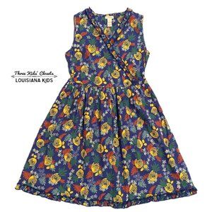 Monsoon 11Y Colorful Blue Pineapple Floral Dress